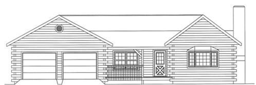 Timberhaven log home design, log home floor plan, 3610, Elevation