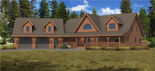 Timberhaven log home design, log home floor plan, Cloverdale, Elevation